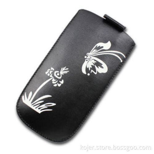 Leather Mobile Phone Case, Made of PU, with Retractable Pull-tab and Silkscreen Printed Pattern